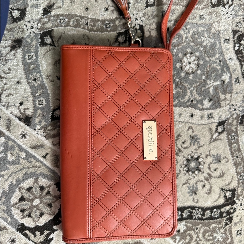 Spartina 449 Tan Quilted Wristlet Clutch